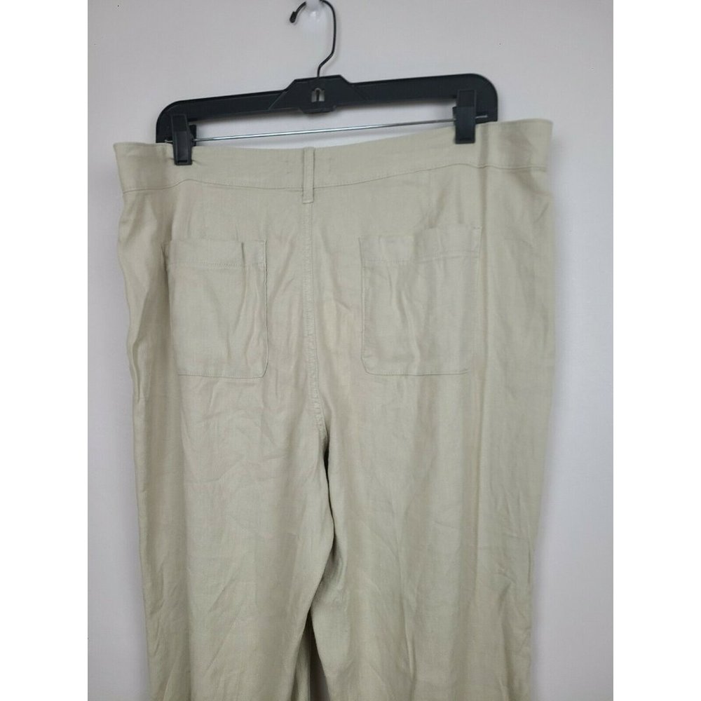 NYDJ Beige Linen Blend Slimming Fit Wide Leg Pants Plus Size 14 - Picture 4 of 7
